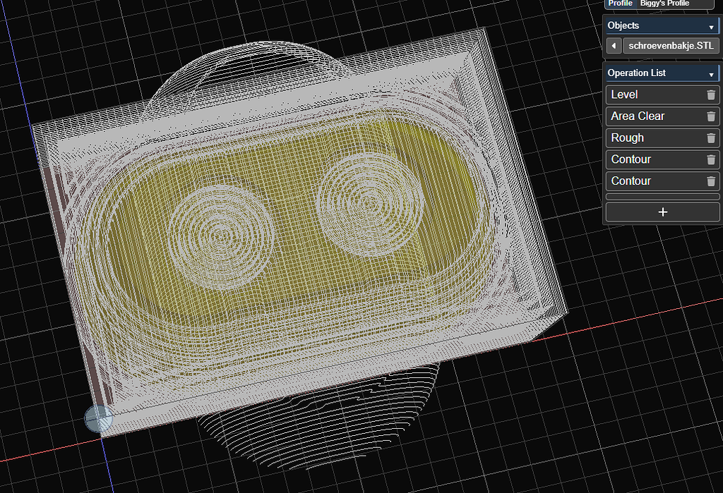 Second contour operation rotates 90° relative to model orientation ...