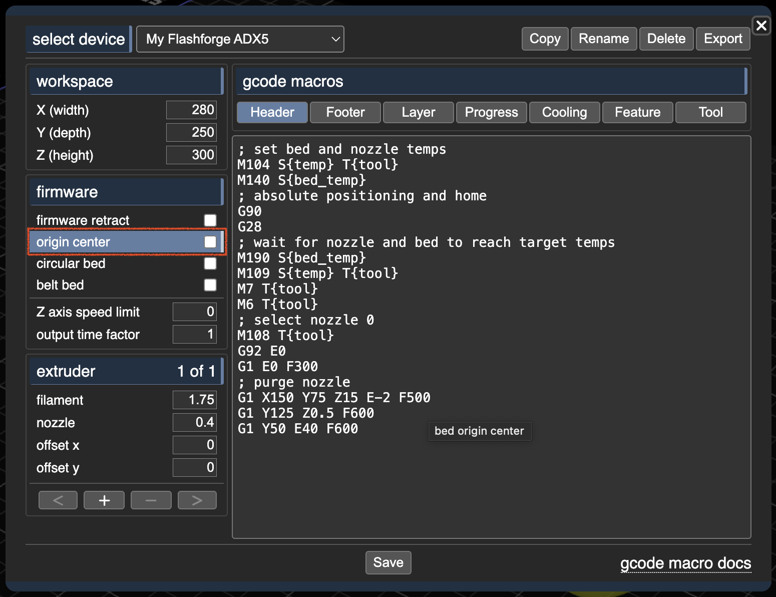 FlashForge AD5X - Kiri:Moto - GridSpace Forums